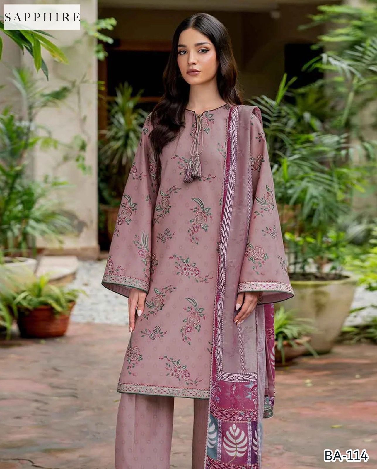 Lawn Embroidered 3pc With Diamond 💎 Dupatta 1
