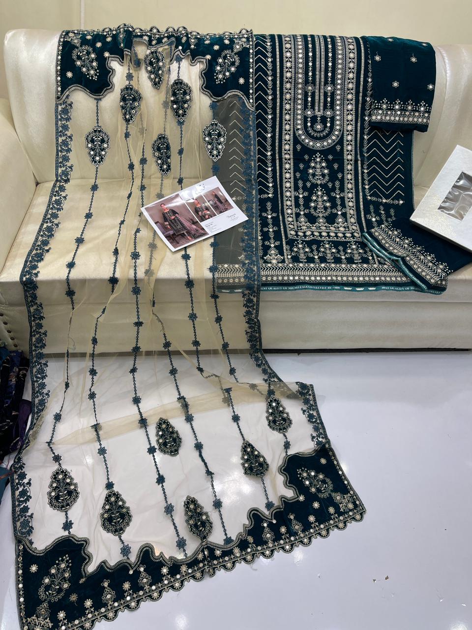 9K Micro Velvet 3pc Resham Work