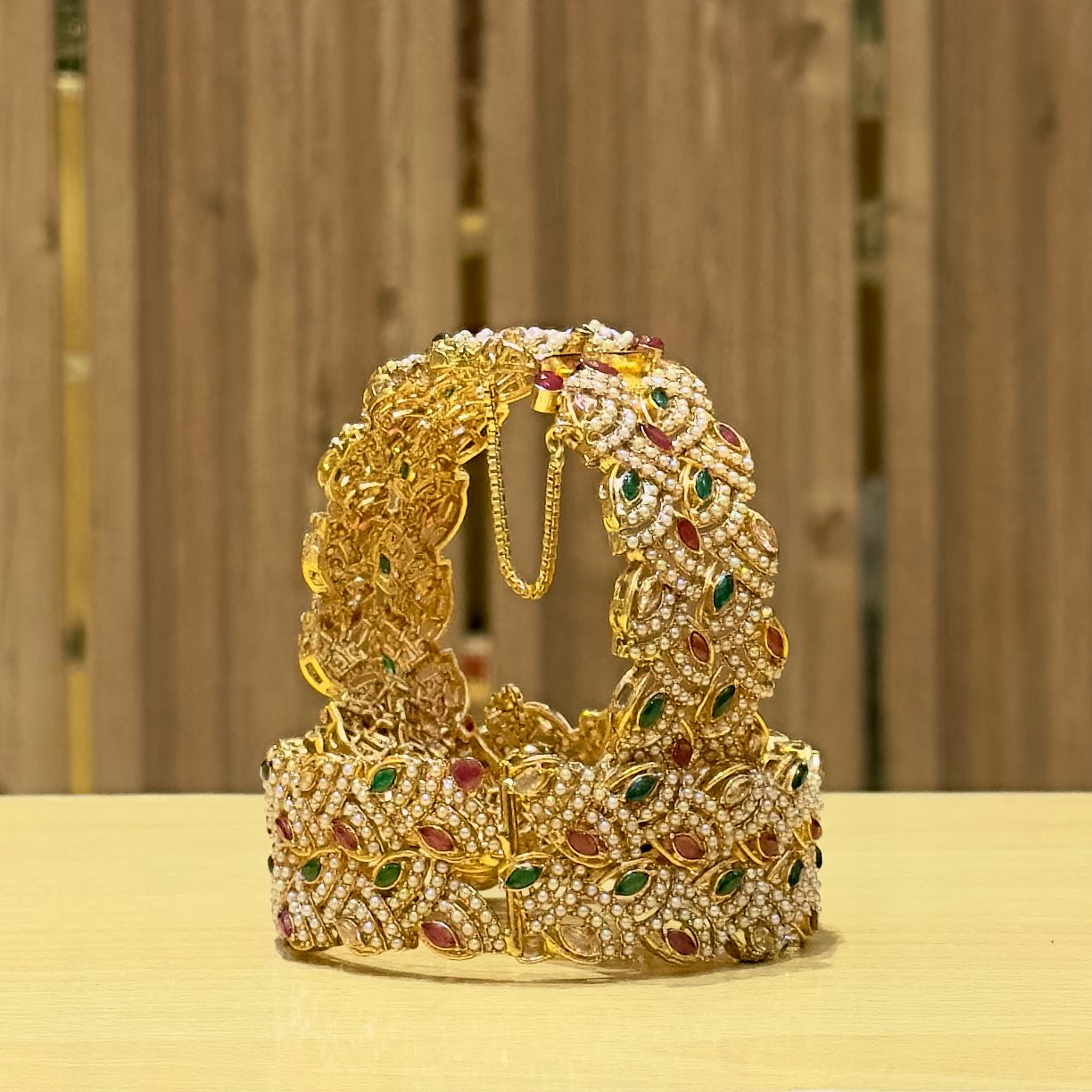 Gold Polish Pair of Openable Bangles