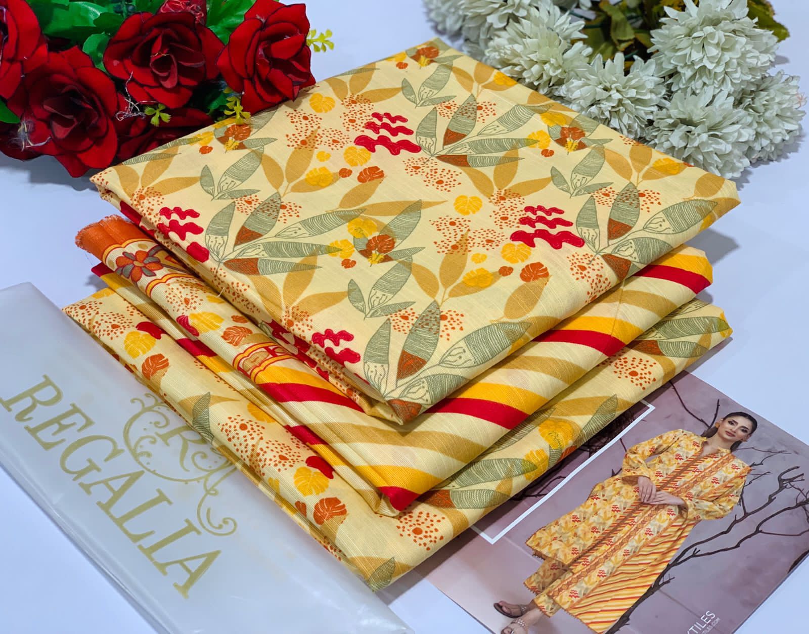 3pcs cotton with regalia khaddar cotton