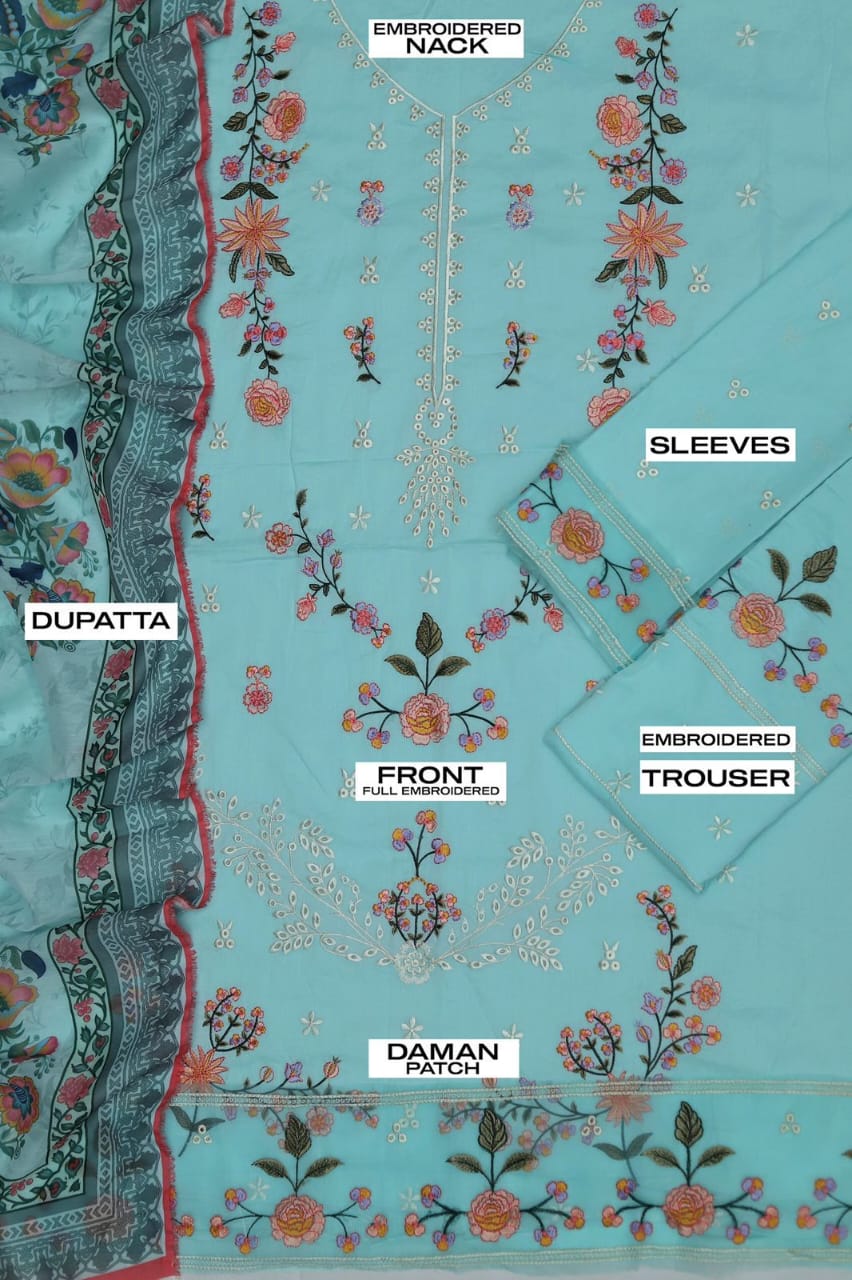Lawn Embroidered 3pc Replica 7