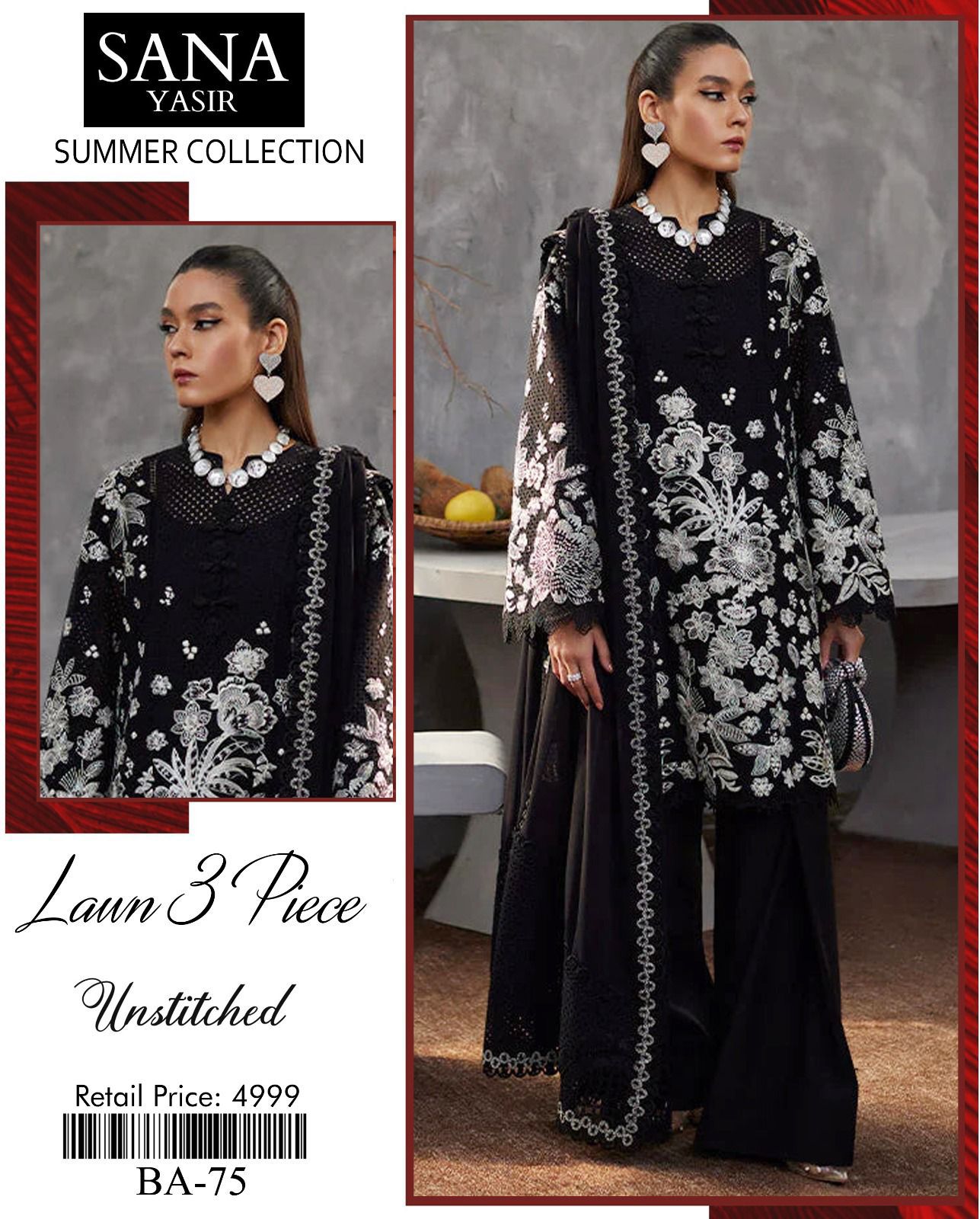 3 PC embroided dress
