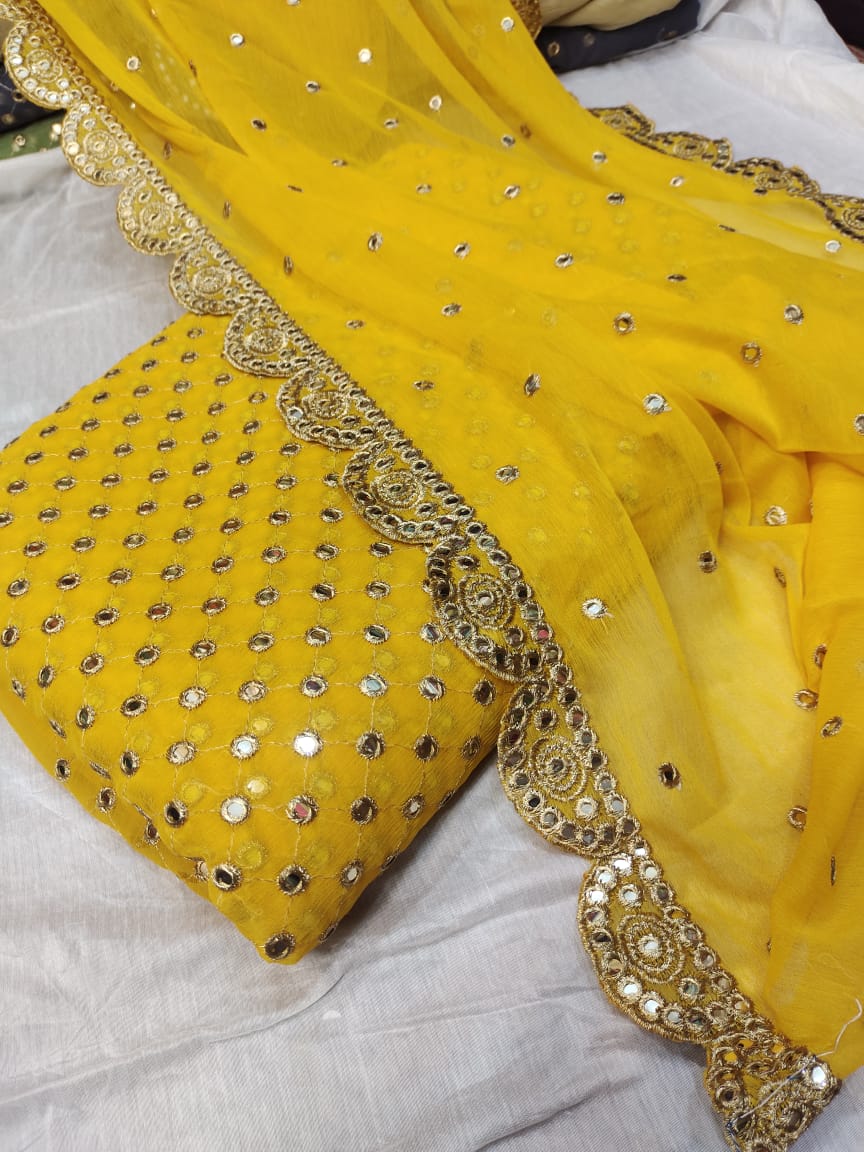3pc Chiffon Fancy Unstitched