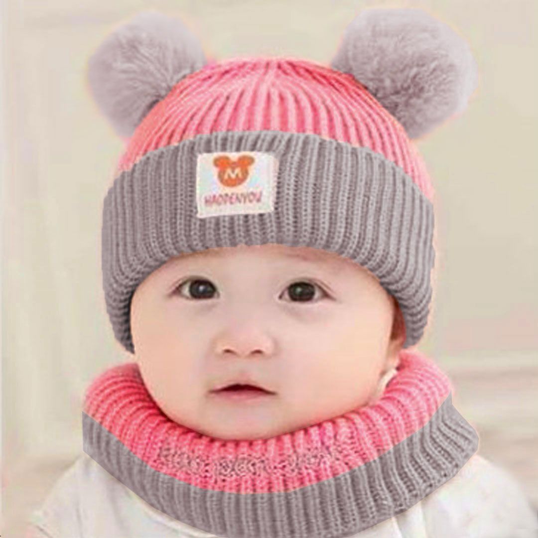 *Beanie Wool Cap With Neck Warmer Attached*  *KIDS WOOL CAP*