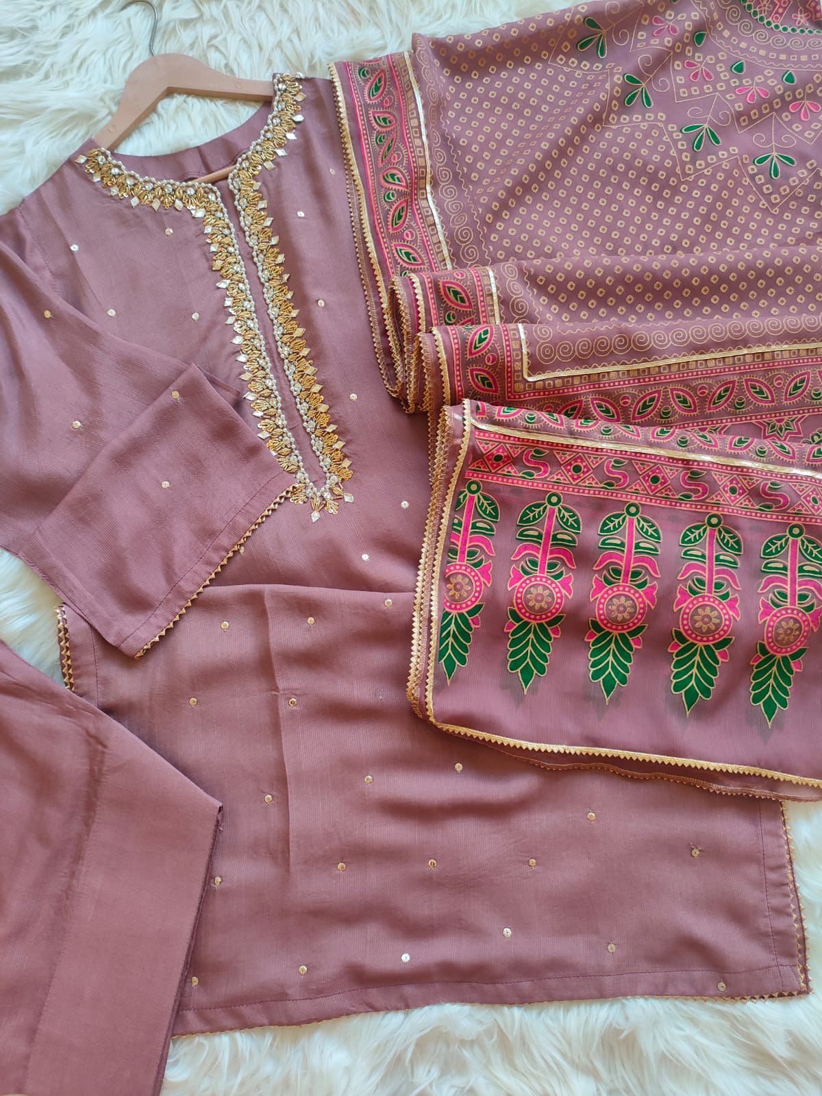 Raw Silk Stitch 3pc Dress 👗