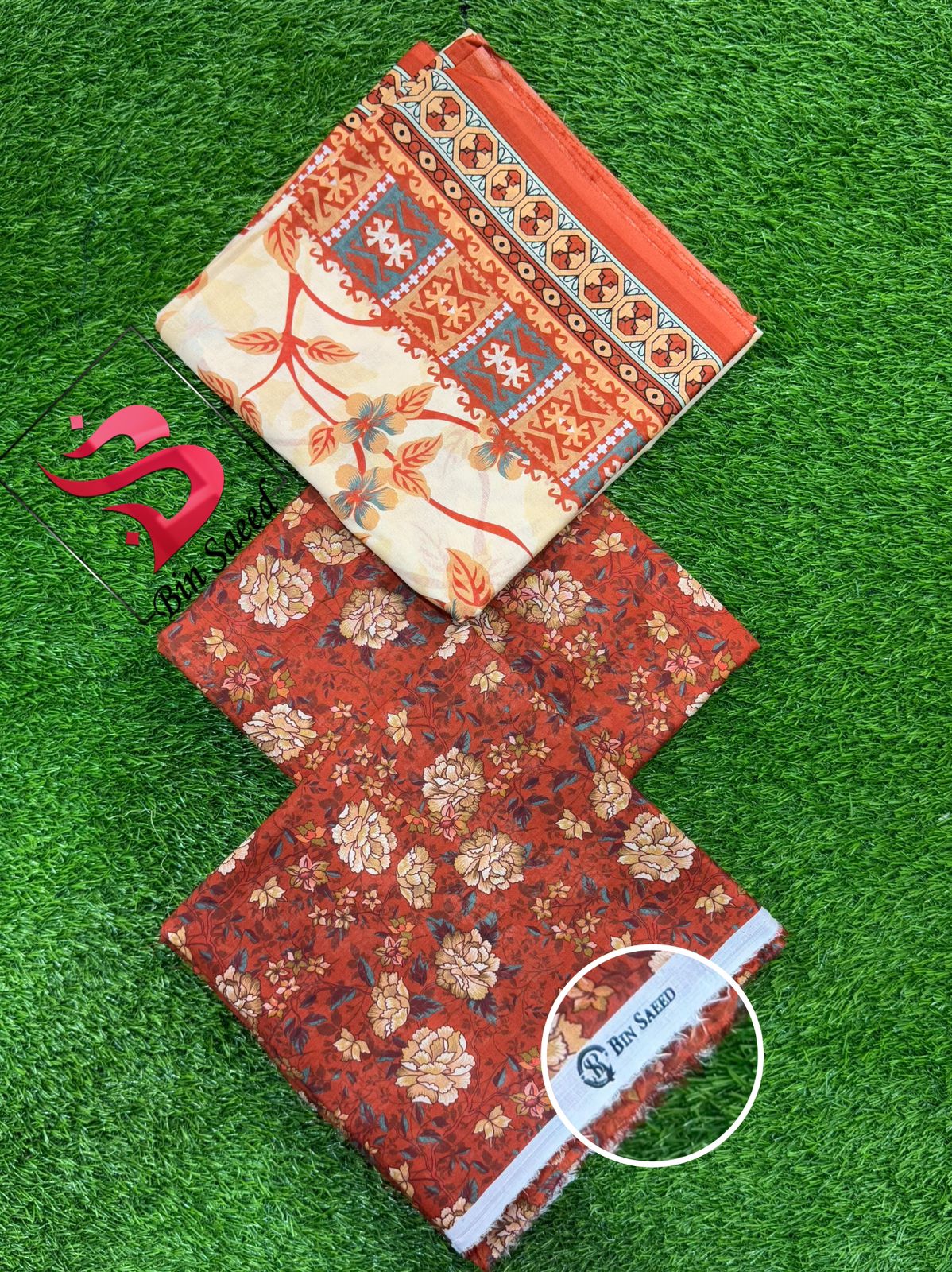 💯 Bin Saeed 3pc Lawn Unstitch