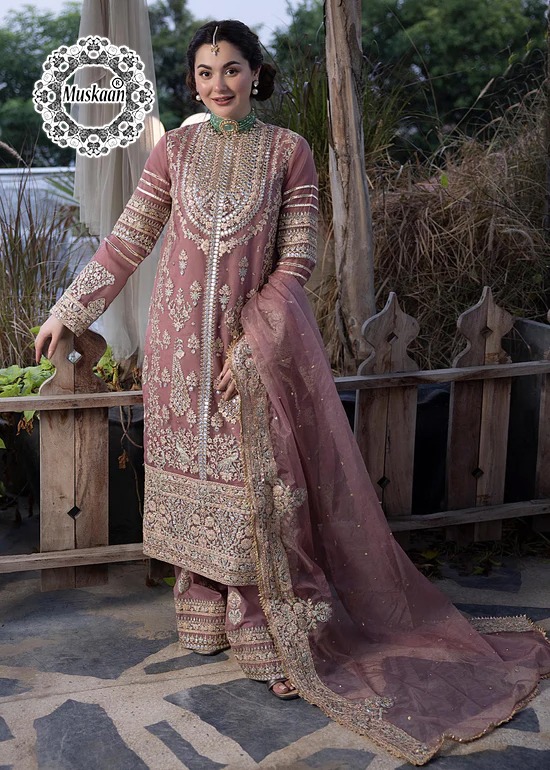 *Ali Xeeshan Luxury Wedding Formal Collection- Tea Pink*  *Fabric Details:*	  •Shirt: Net •Dupatta N