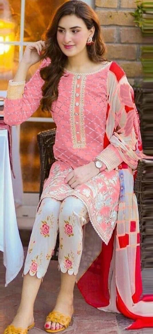 Lawn 3pc Embroidered With Diamond 💎 Dupatta