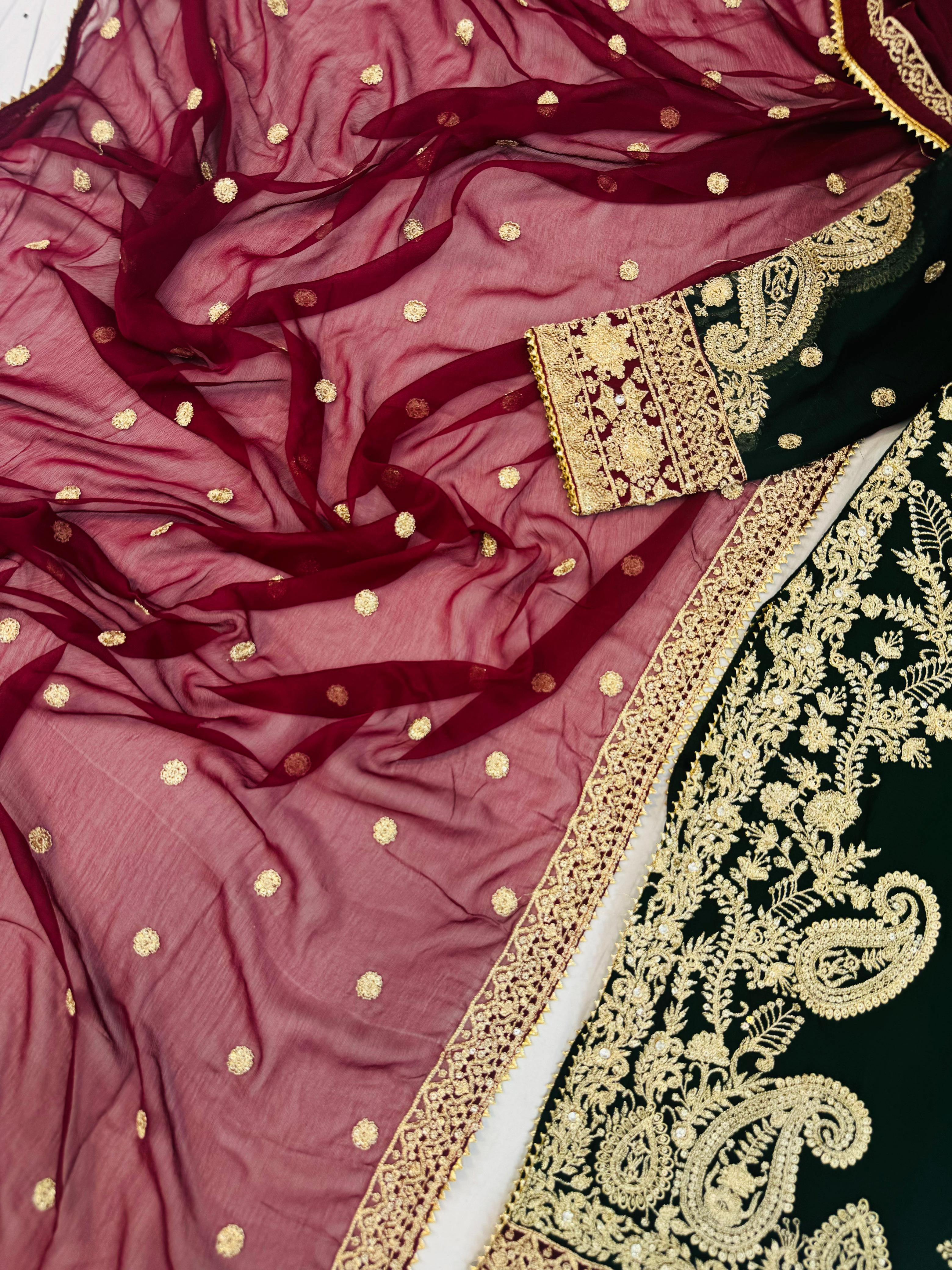 Chiffon 3pc With Plazo Stitch