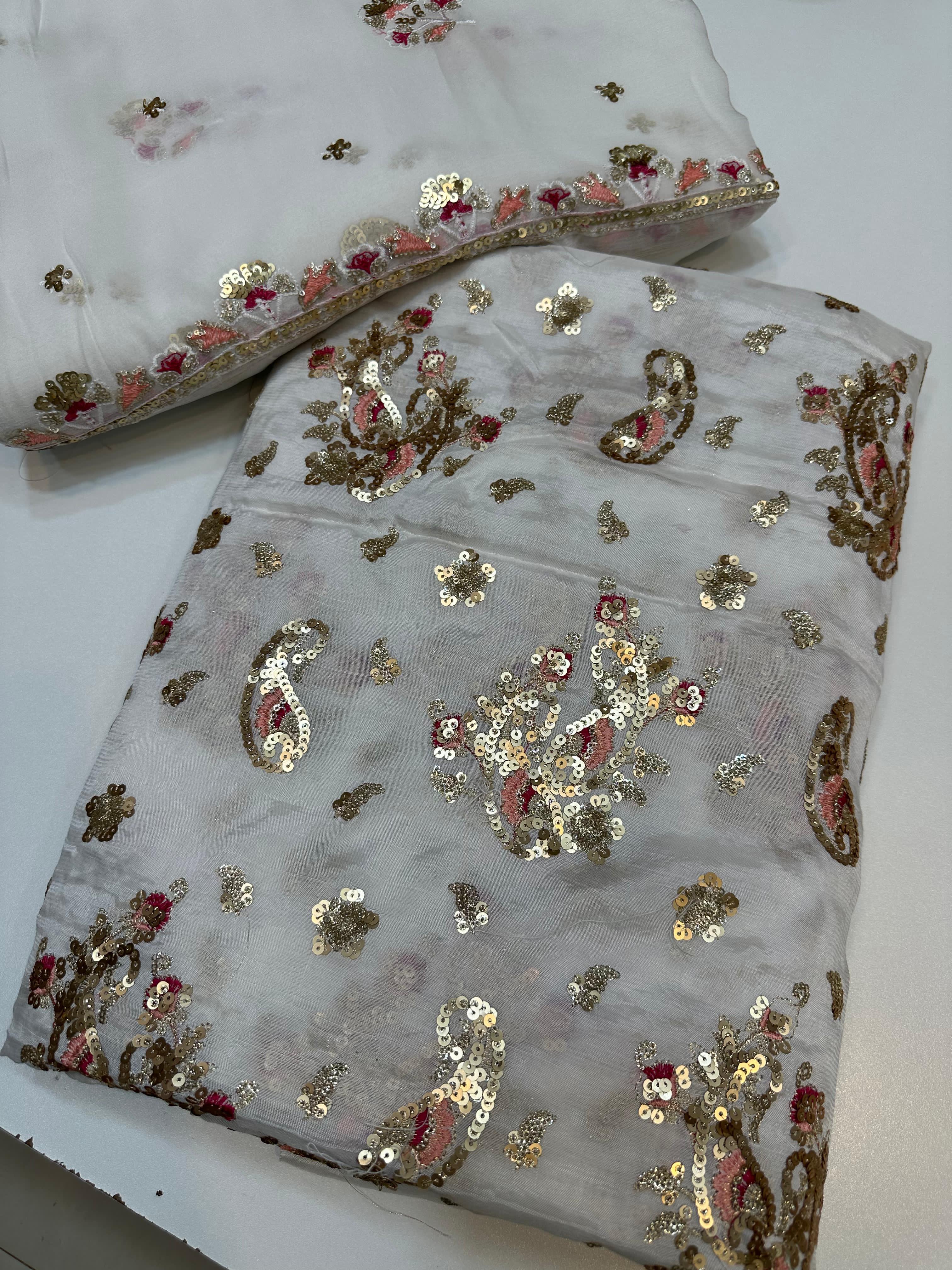 Pakistani Raw Silk Multi Sequence 3pc