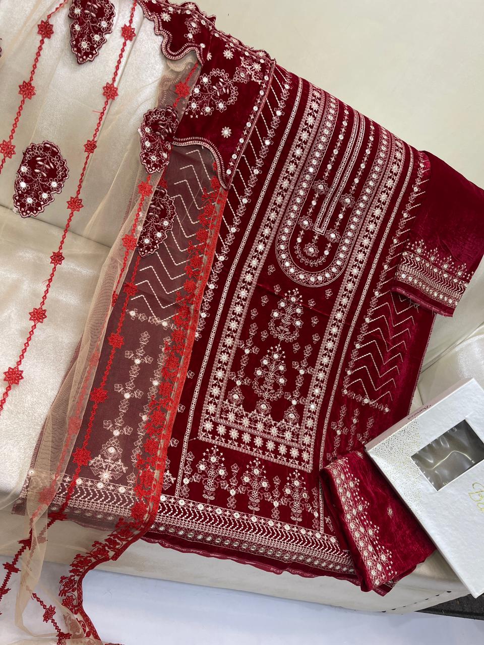 9K Micro Velvet 3pc Resham Work