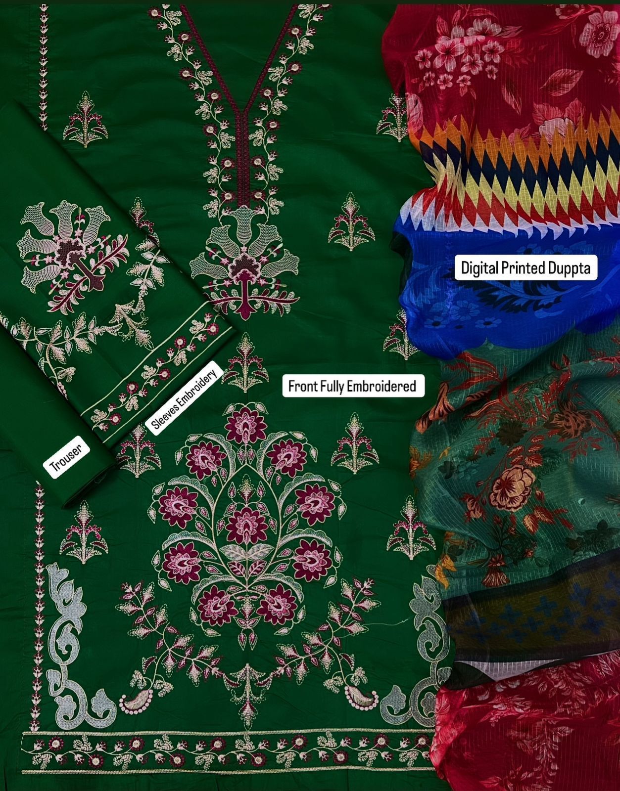 Mix Brand Replicas 3pc Embroidered