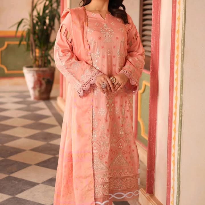 💯 Original Johra Lawn Embroidered 3pc