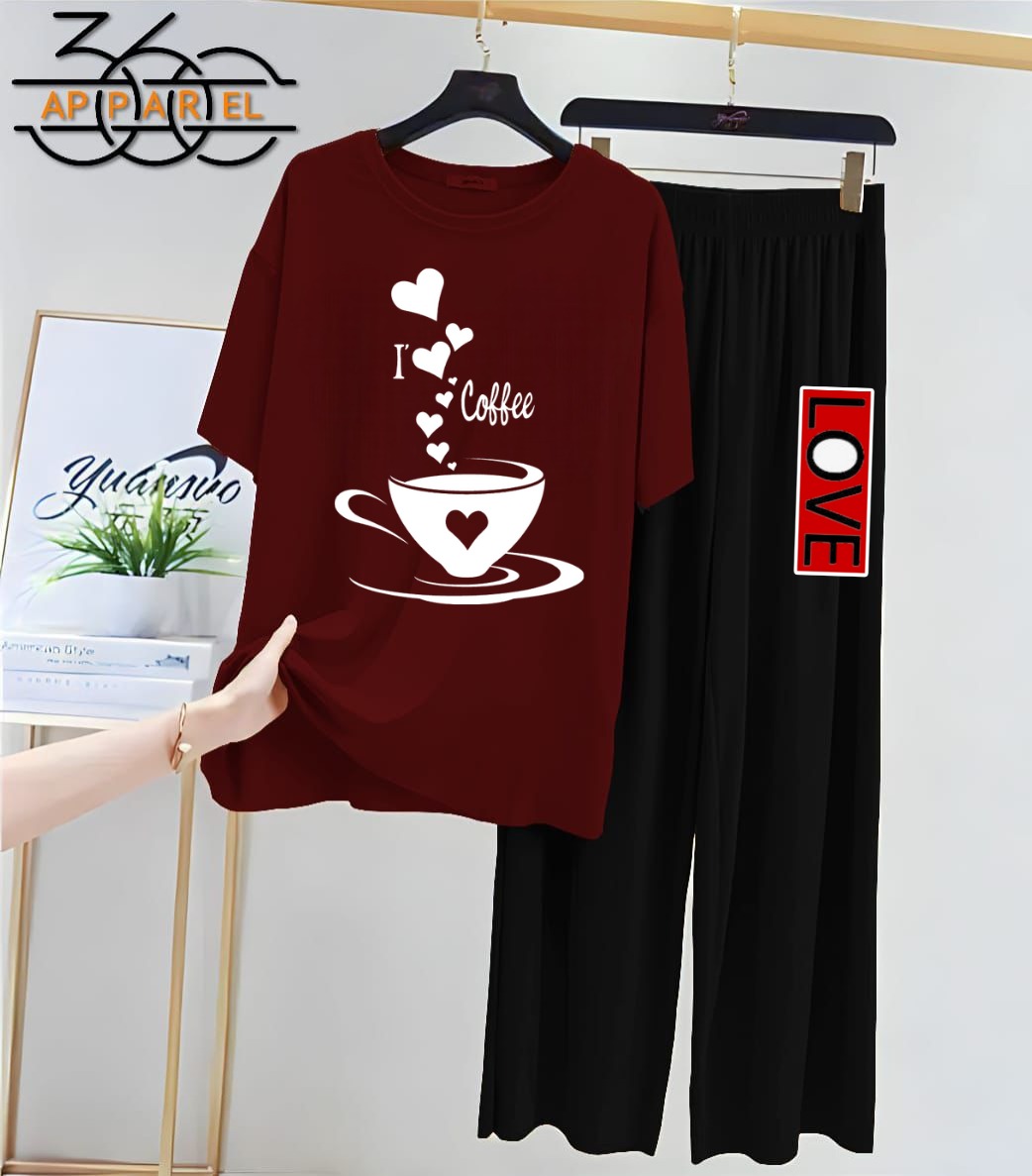 Printed night suits maroon