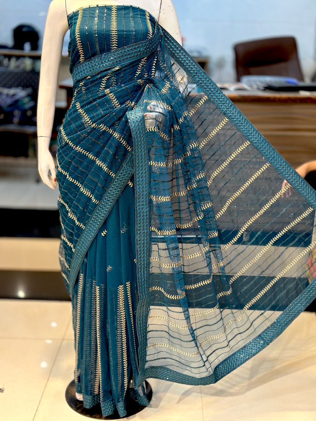 Net Sequence Saree Unstitched