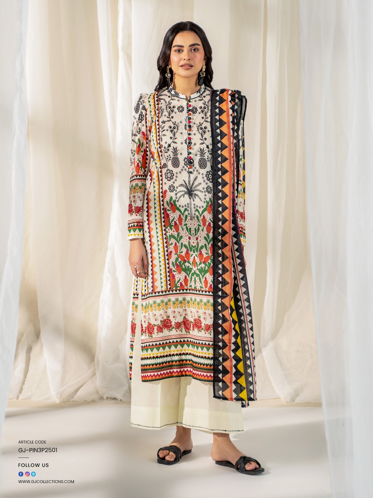 💯 Original Pop Inn by Gull Jee Lawn 3pc