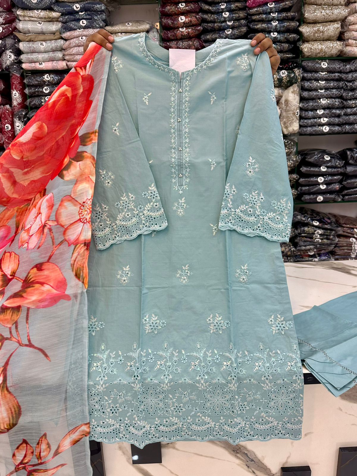 Cotton Embroidered 3pc Stitch 10