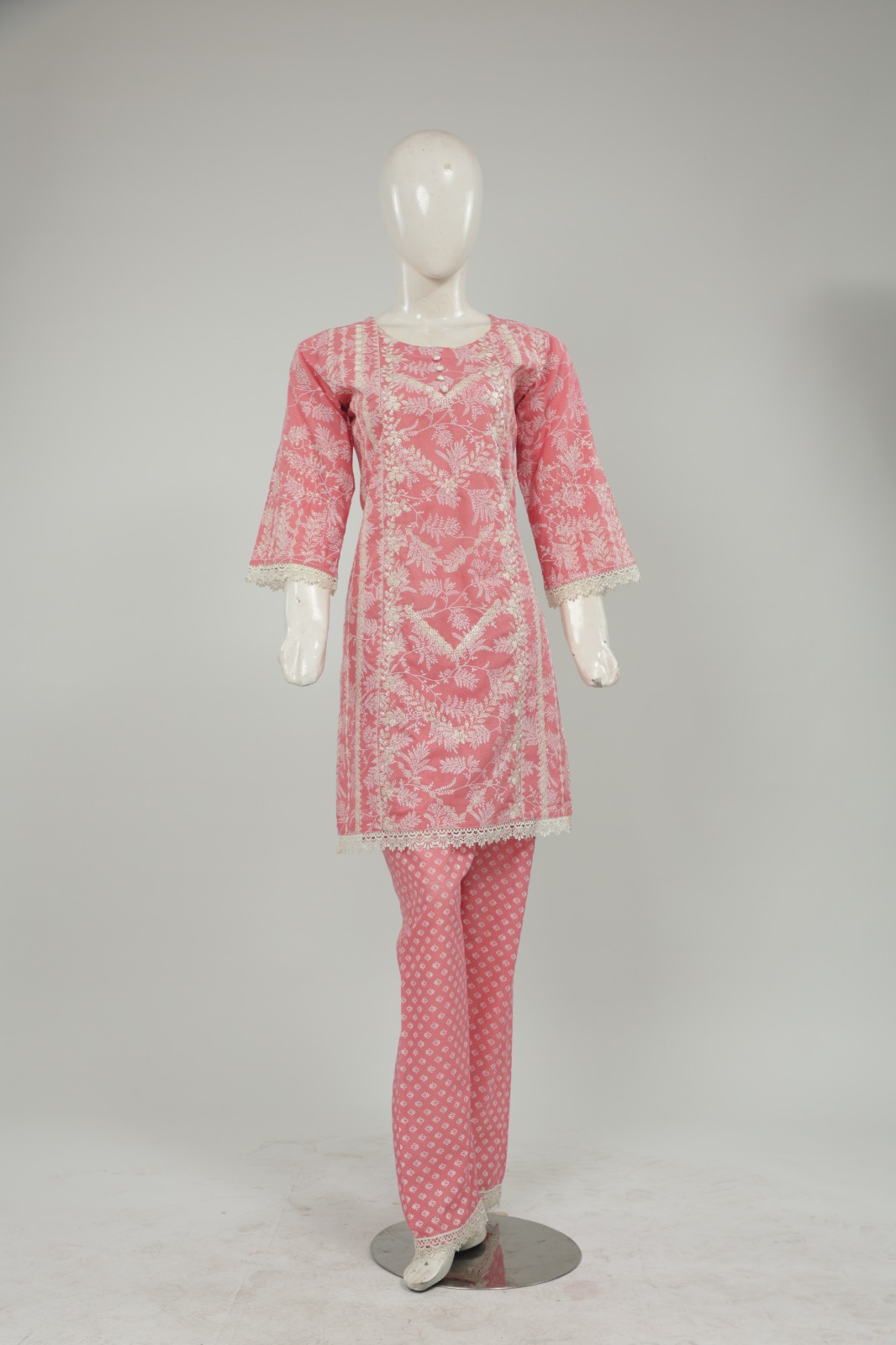 Cotton karandi embroided 2pcs stiched