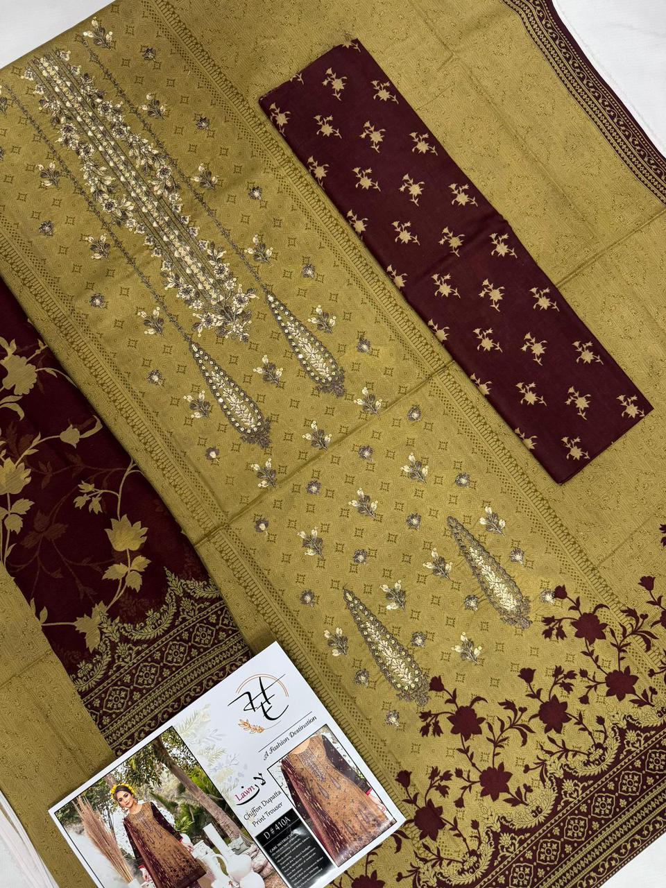 Hajra Eman Chiffon Dupatta Lawn 3pc Unstitch