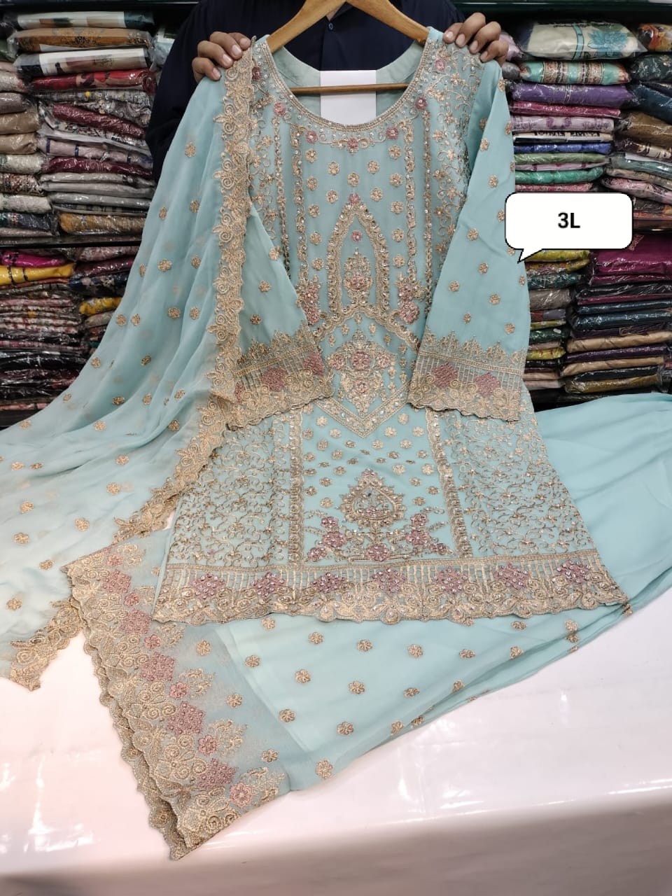 Chiffon Gharara Stitch 3pc 👗 1