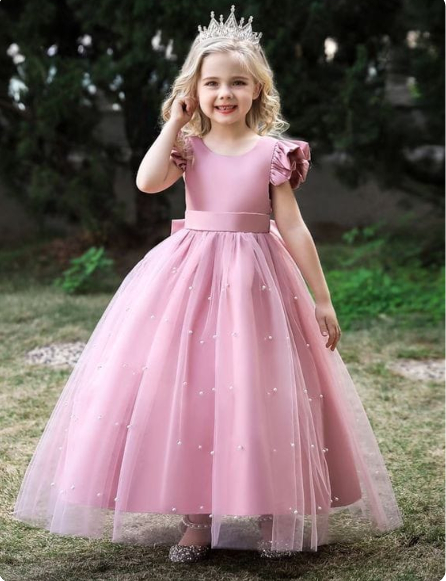 "Wedding Collection For kids" "Stuff silk cancan net " "1 piece Gown pearl beats"