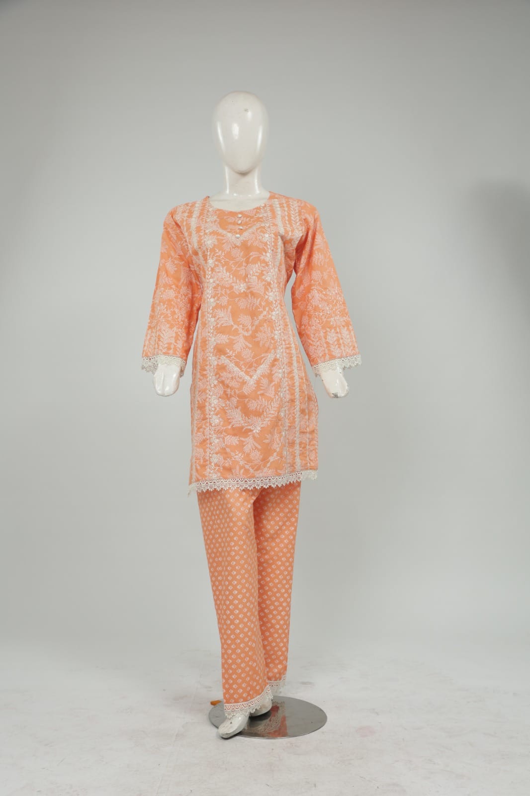 Cotton karandi embroided 2pcs stiched