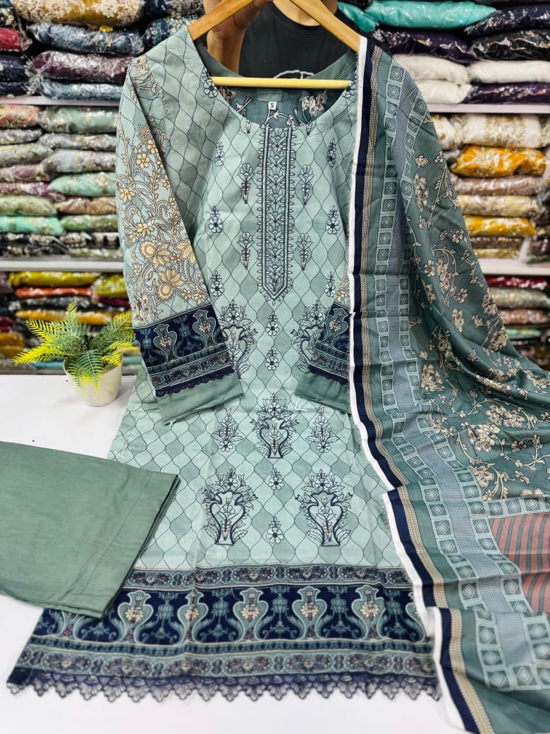 Lawn Printed EMBROIDERED Stitch 3pc Dress