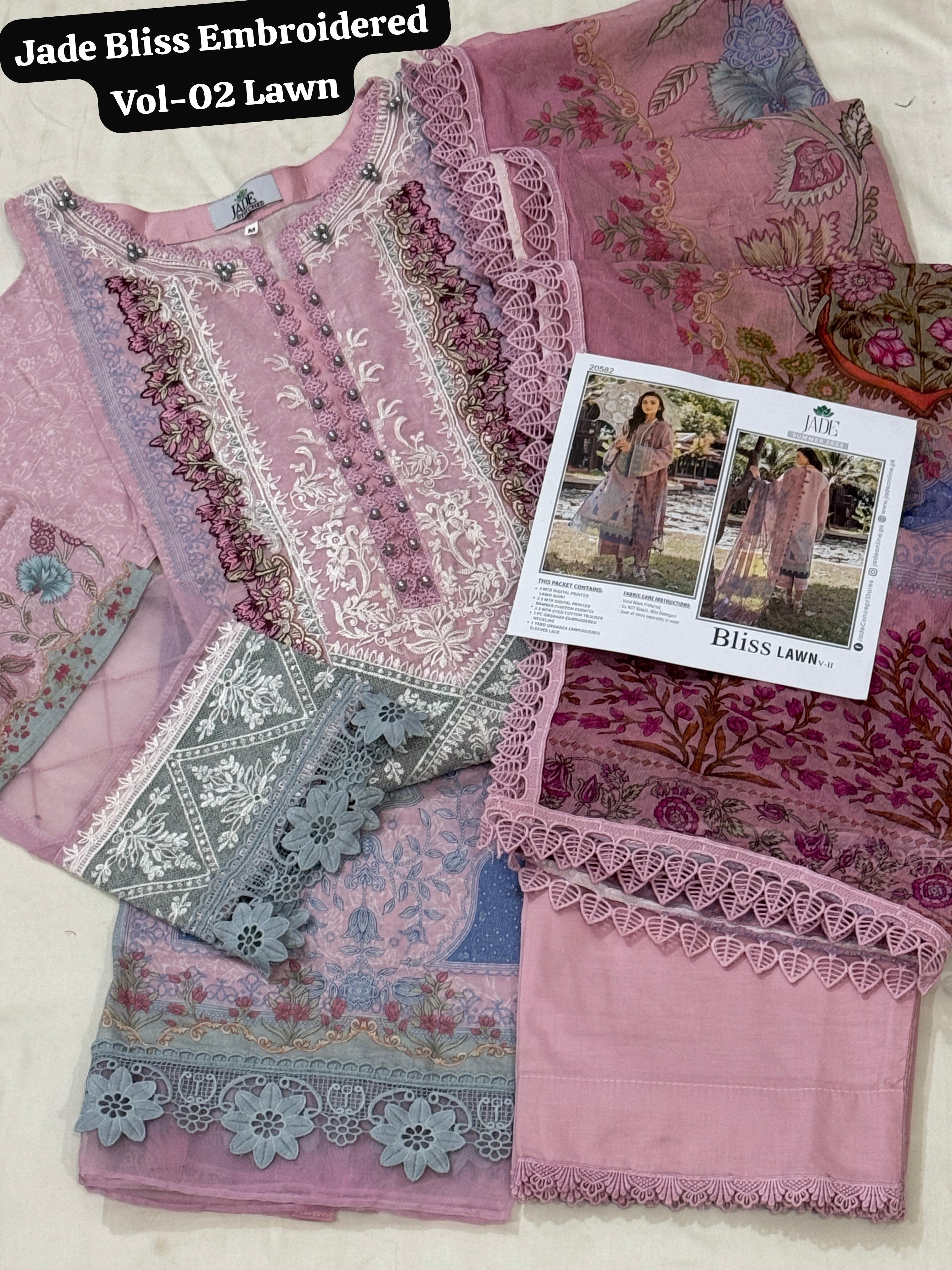 Jade Bliss Embroidered Lawn Vol-02 Stitched