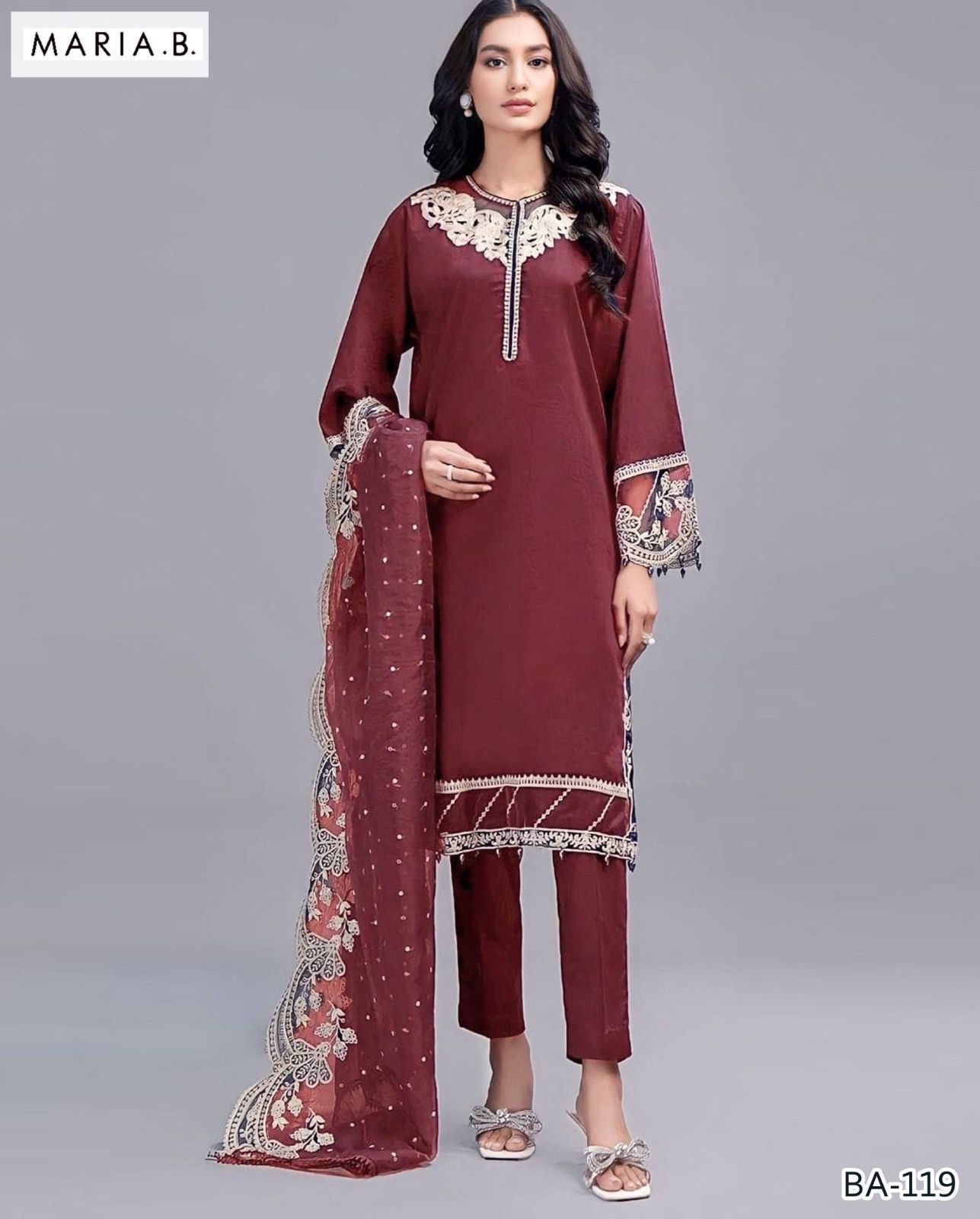 Lawn Embroidered 3pc With Diamond 💎 Dupatta 2