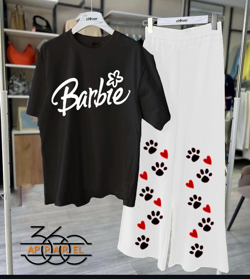 Printed night suits black shirt white trouser