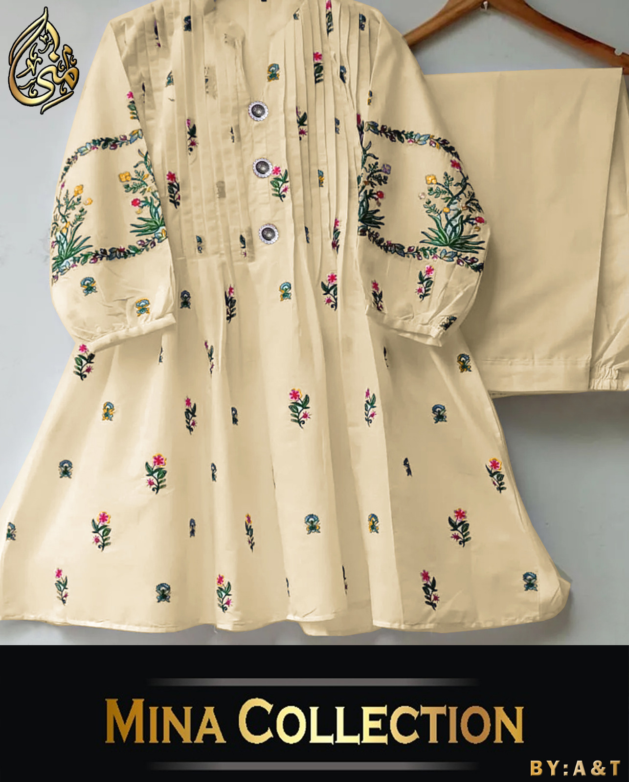 2pcs stiched new Arrivals embroided button shirt
