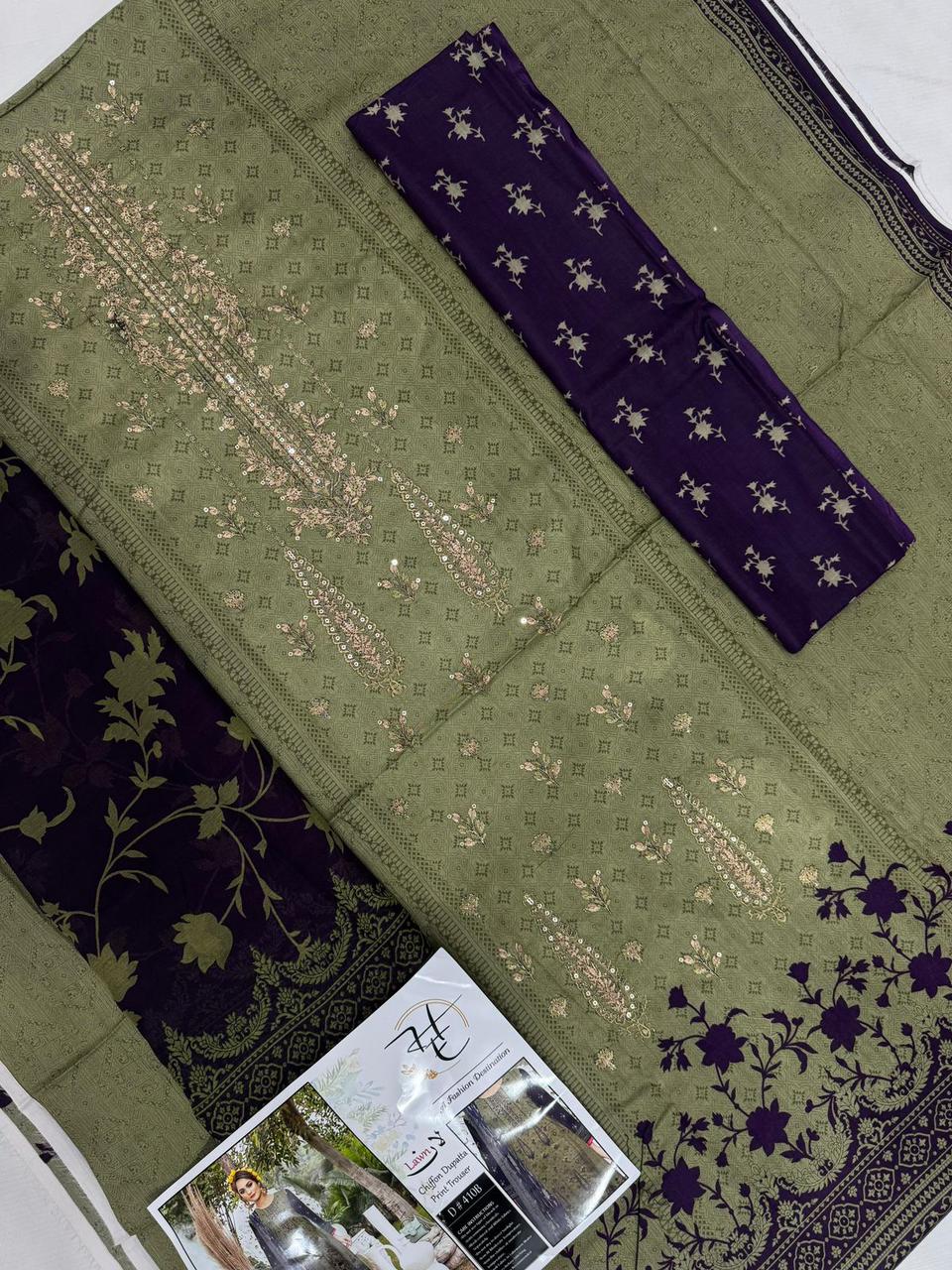 Hajra Eman Chiffon Dupatta Lawn 3pc Unstitch