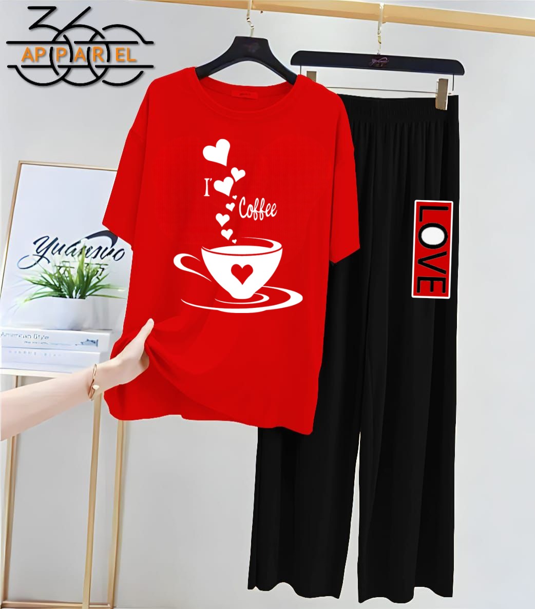 Printed night suit red