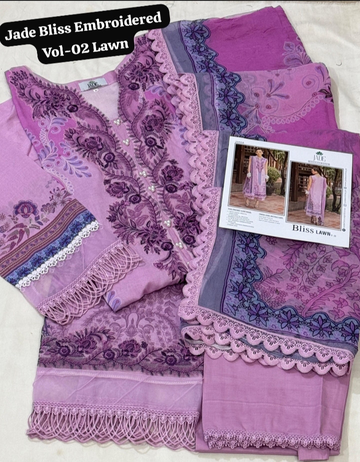 💯 Original Jade Bliss Embroidered 3pc Stitch