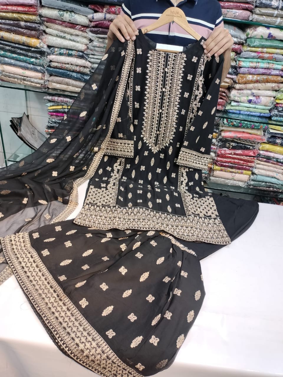 Chiffon Sharara Stitch 3pc 💞 2