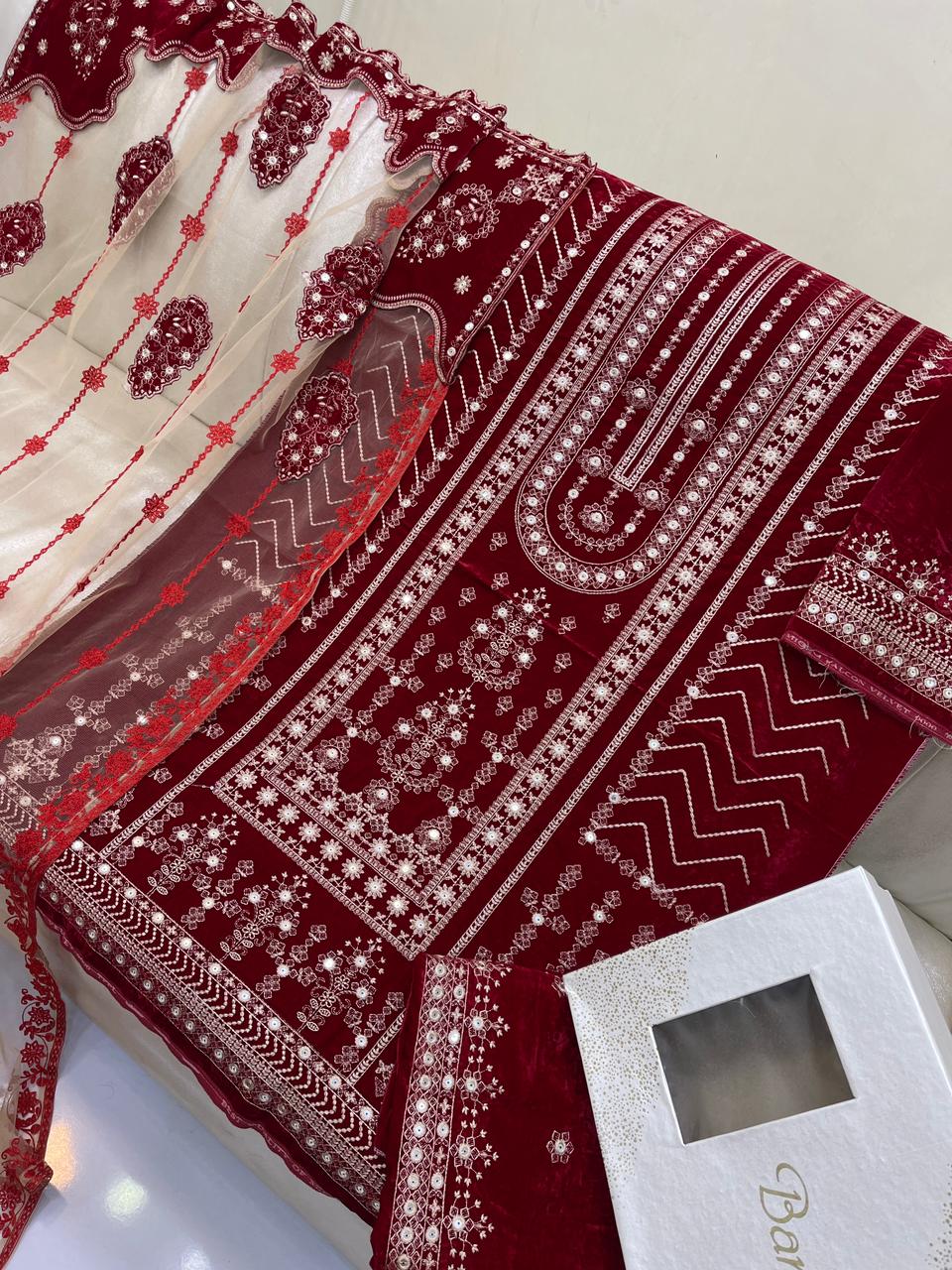 9K Micro Velvet 3pc Resham Work