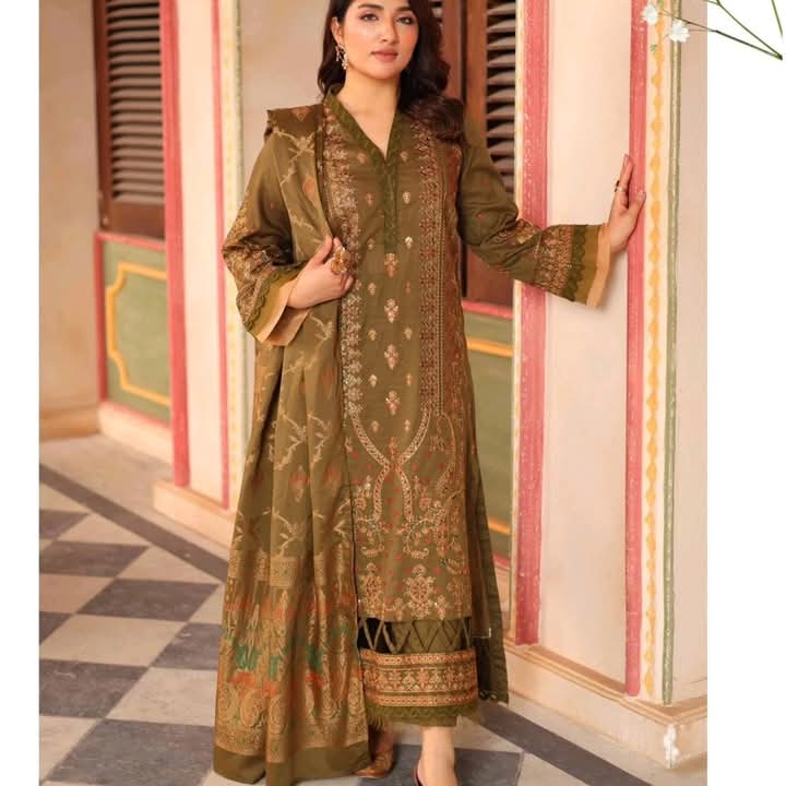 💯 Original Johra Lawn Embroidered 3pc