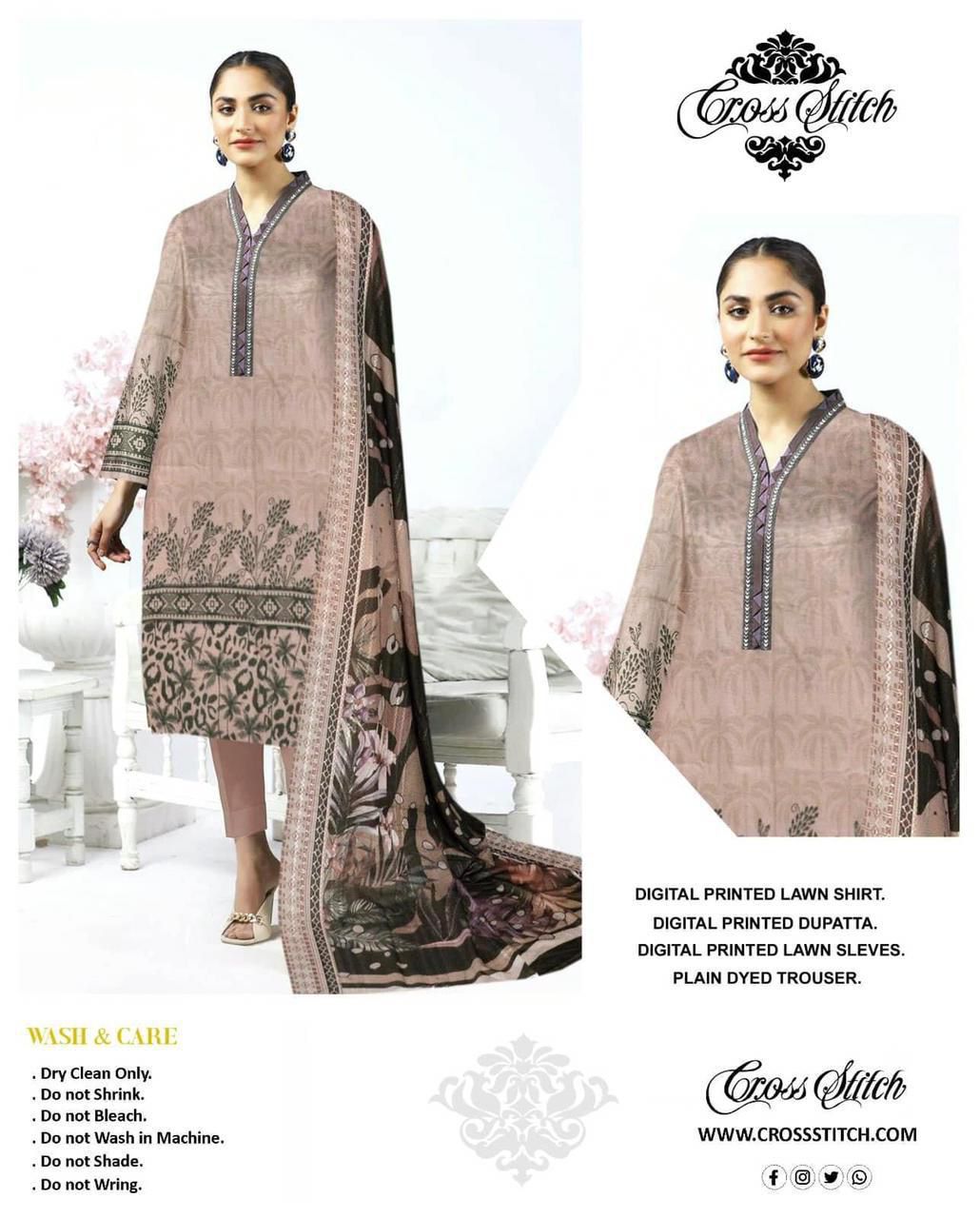 Embroidered Lawn 3pc Unstitch 💞