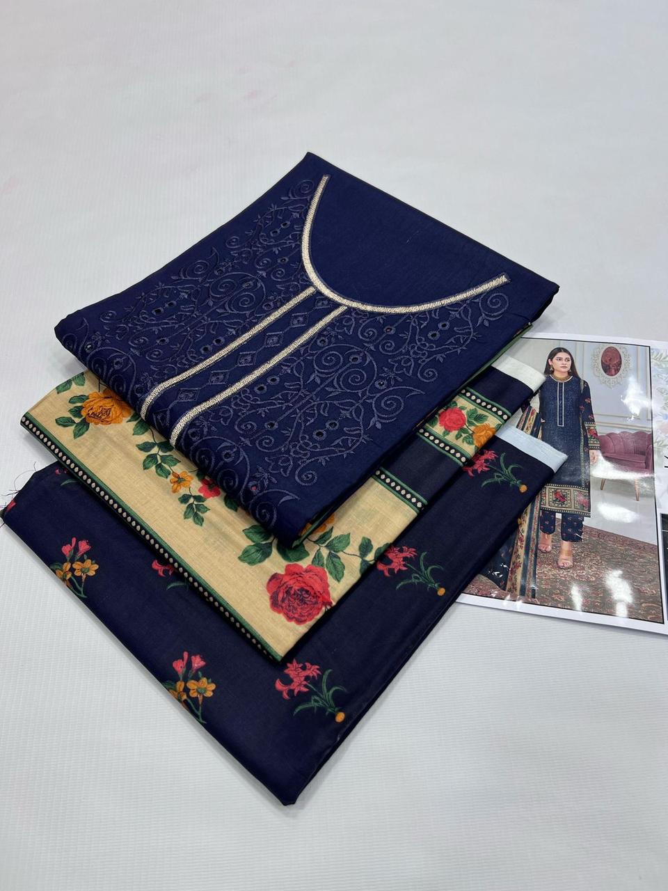 Lawn Embroidered 3pc With Lawn Dupatta