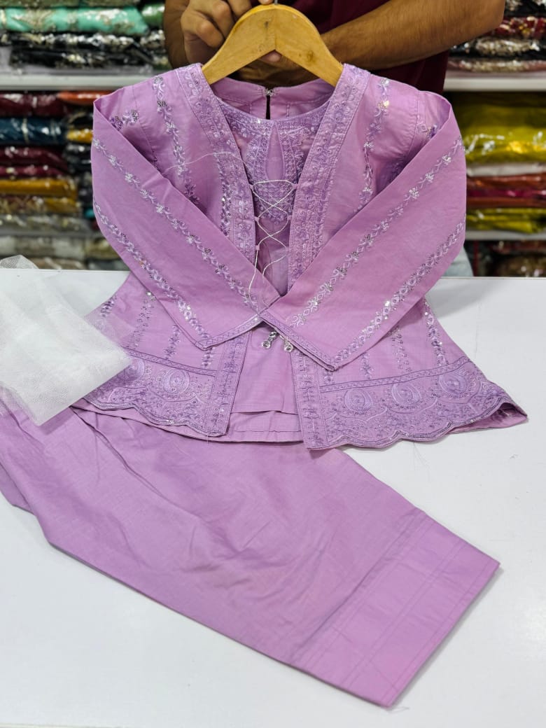 Kid's Lawn 3pc With Farshi Shalwar