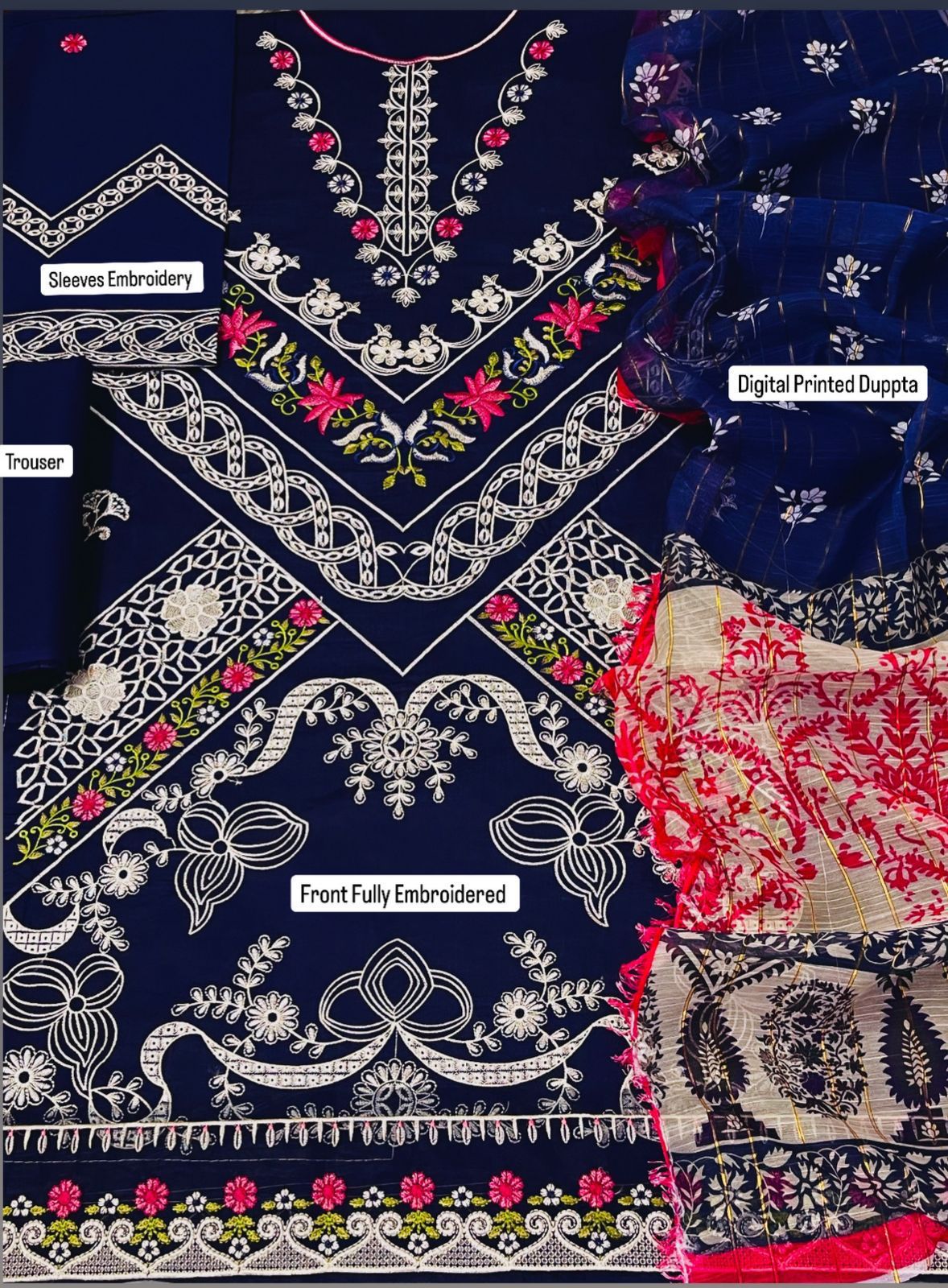 Mix Brand Replicas 3pc Embroidered