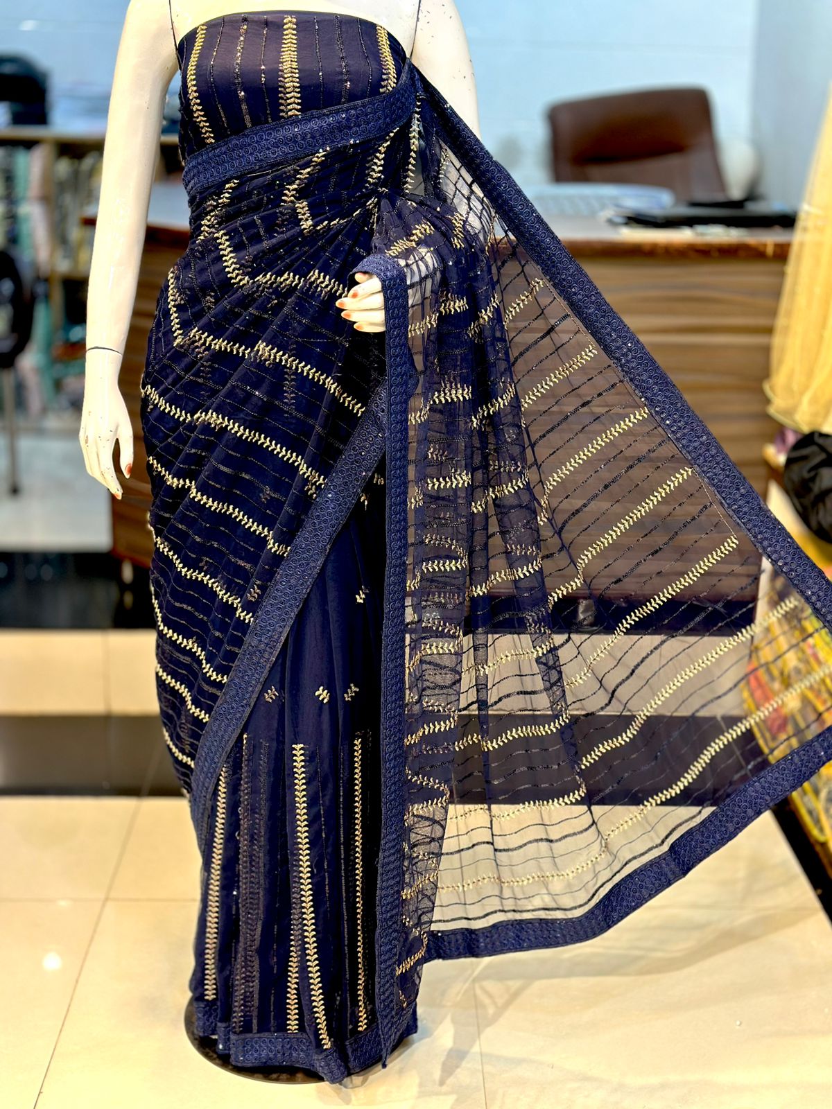 Net Sequence Saree Unstitched