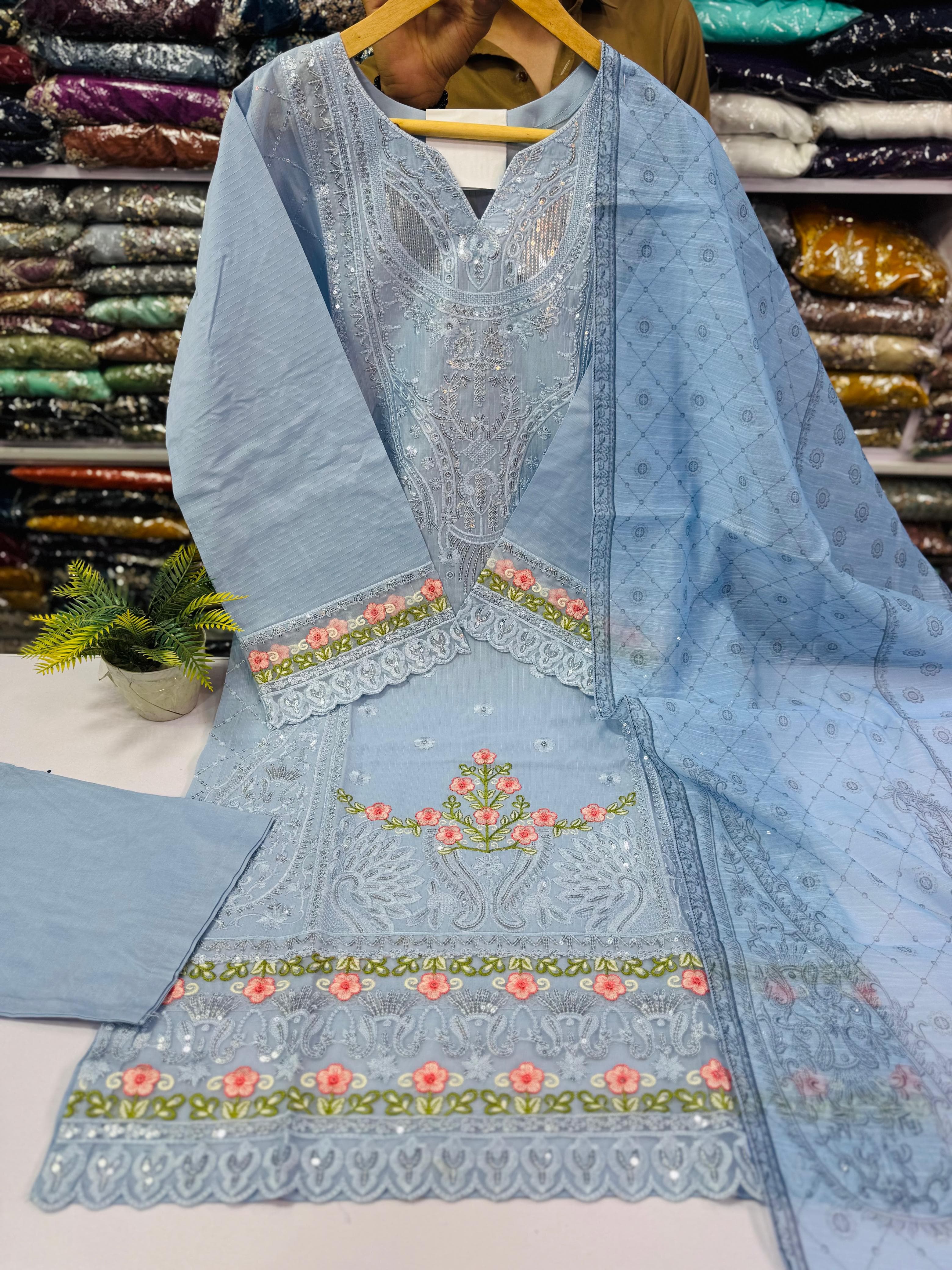 Cotton Embroidered 3pc Stitch 3