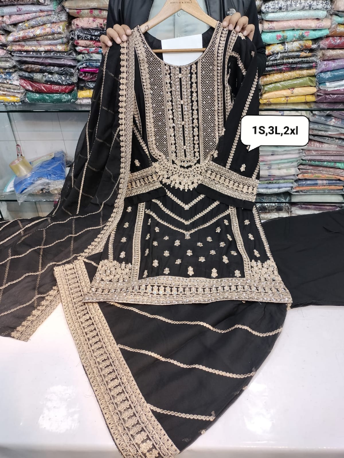 Chiffon Gharara Stitch 3pc 👗 1