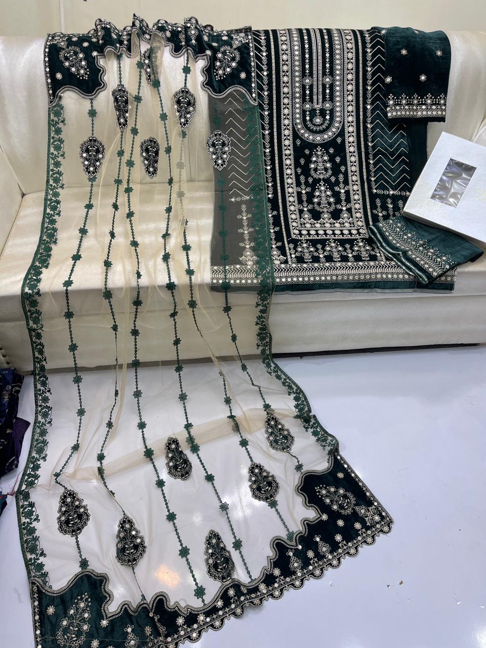 9K Micro Velvet 3pc Resham Work