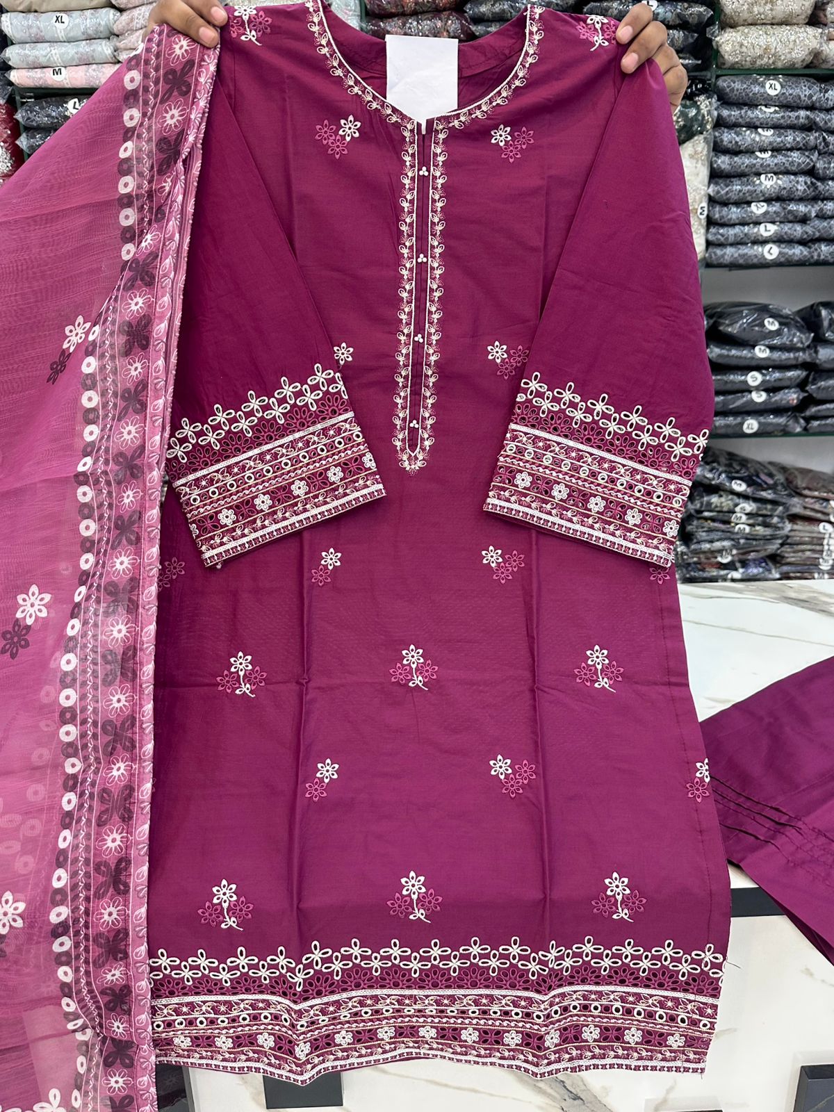 Cotton Embroidered 3pc Stitch 9