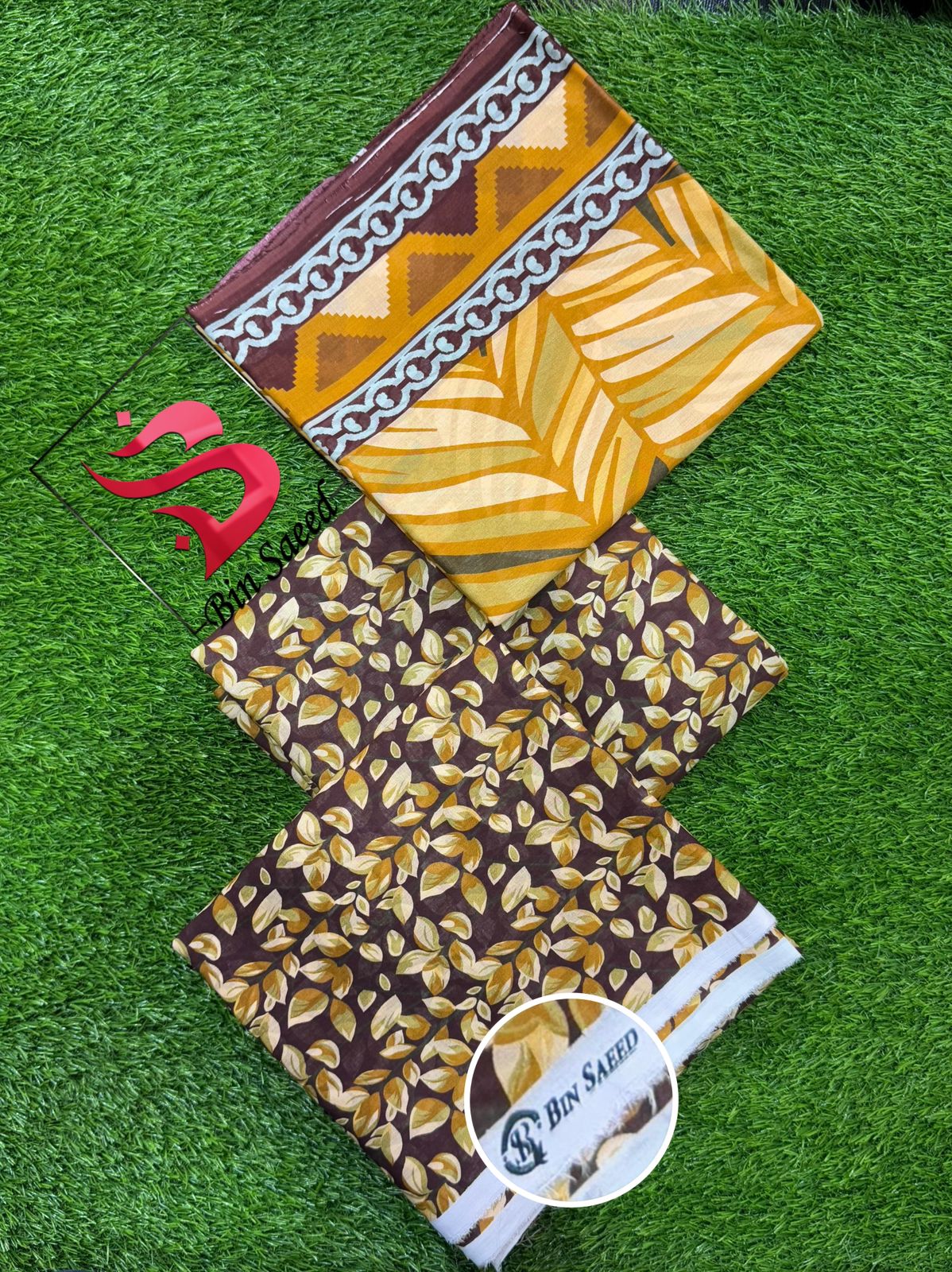 💯 Bin Saeed 3pc Lawn Unstitch