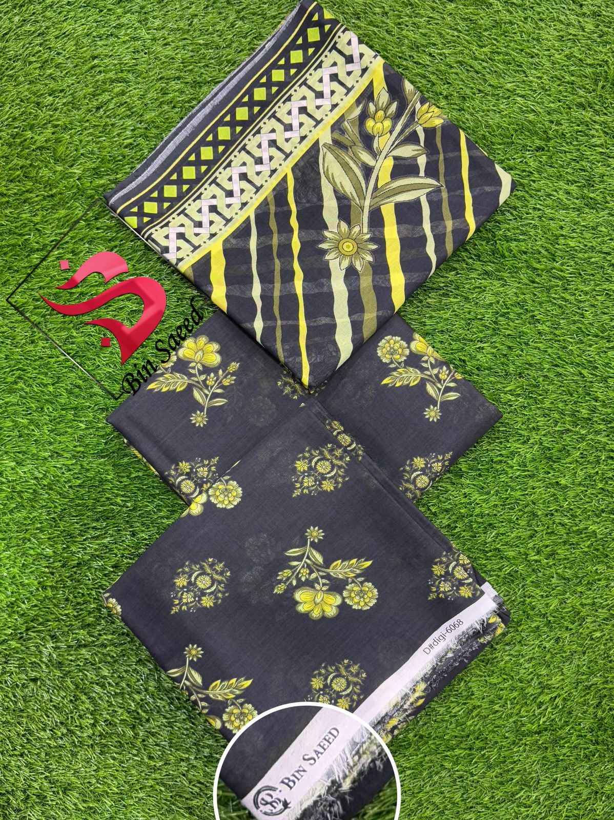 💯 Bin Saeed 3pc Lawn Unstitch