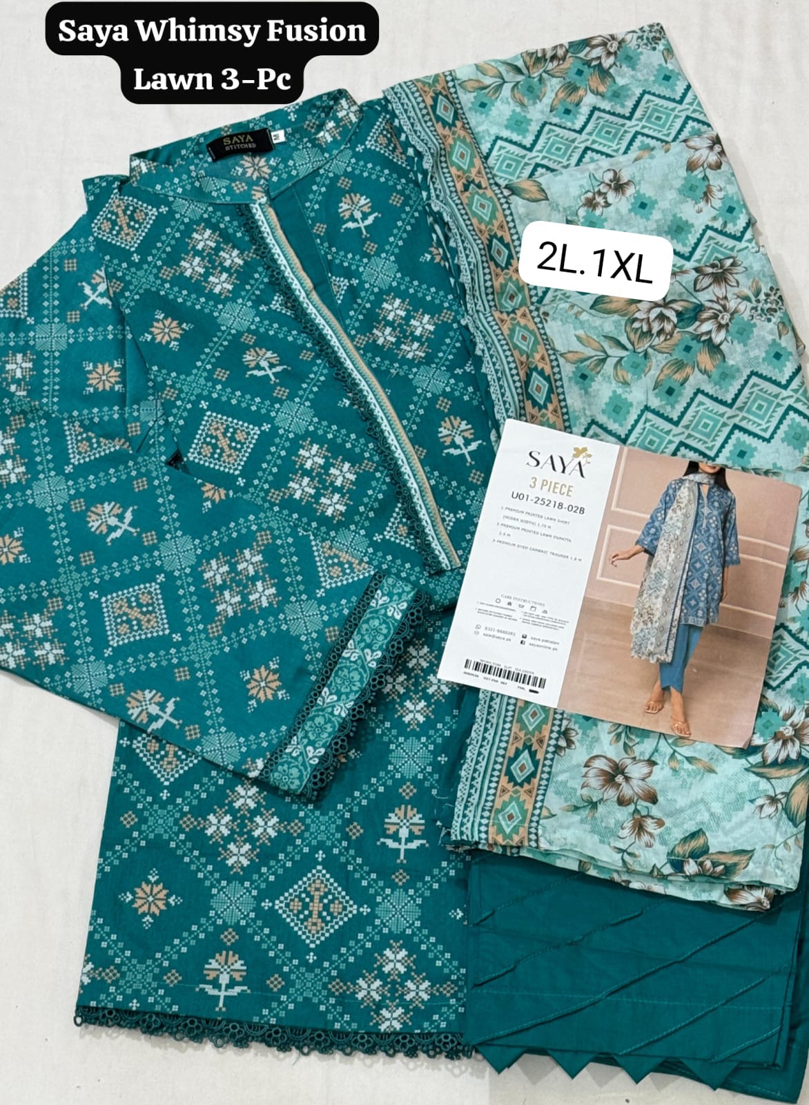 💯 Saya Premium Lawn Stitch 3pc