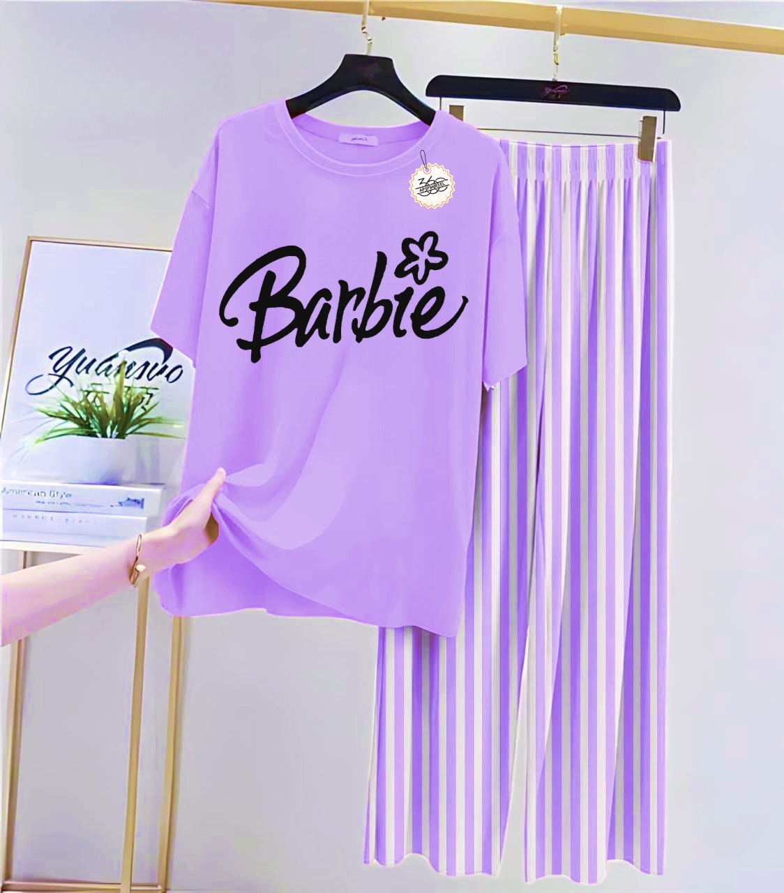 Printed night suits all light purple shade